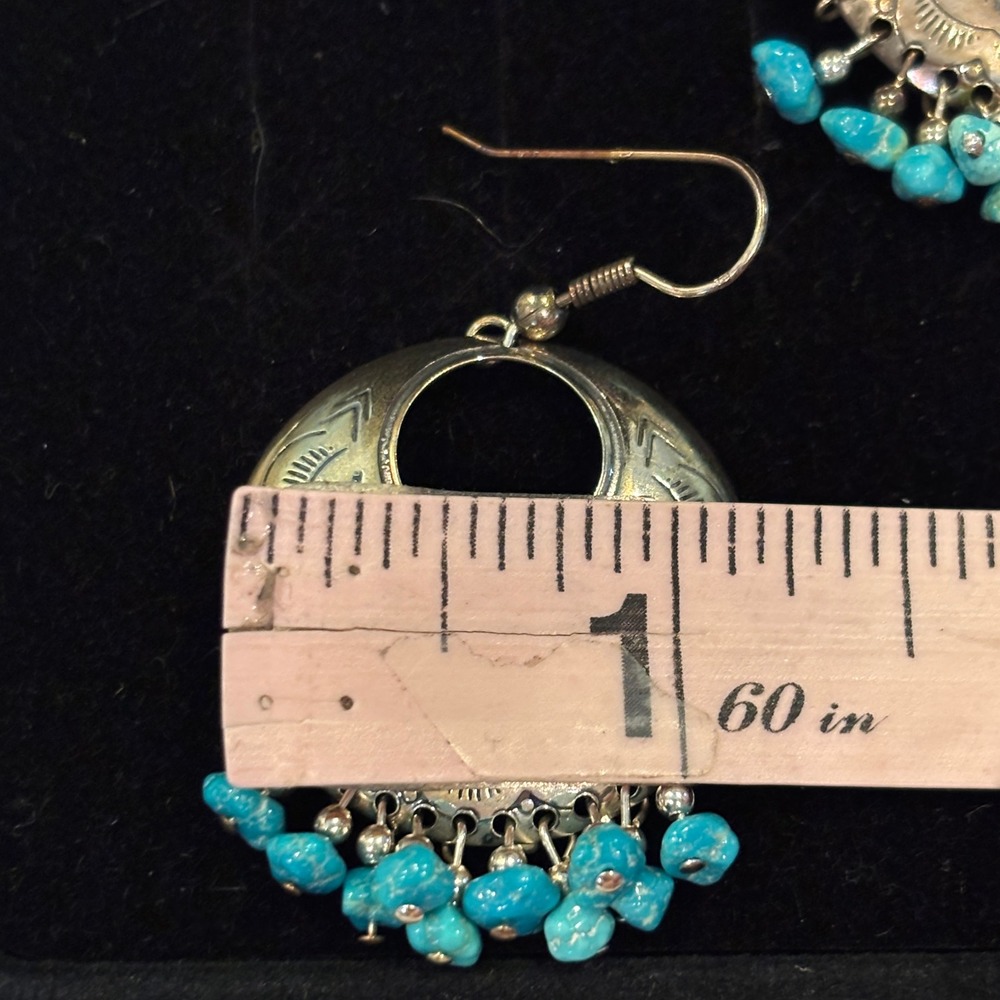 Carolyn Pollack Relios Sterling Silver Turquoise Southwestern Drop Earrings - Picture 7 of 10